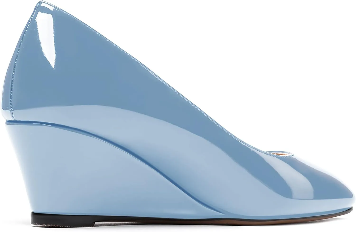 WAYDERNS Women's Slip On Patent Leather Square Toe Low Heel Wedge Pumps Shoes 2 Inch