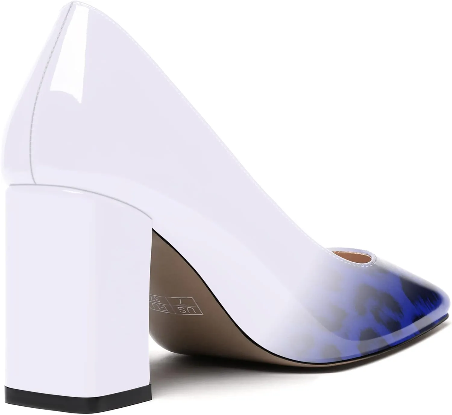 WAYDERNS Women's Slip On Solid Square Toe Patent Block High Heel Pumps Shoes 3 Inch