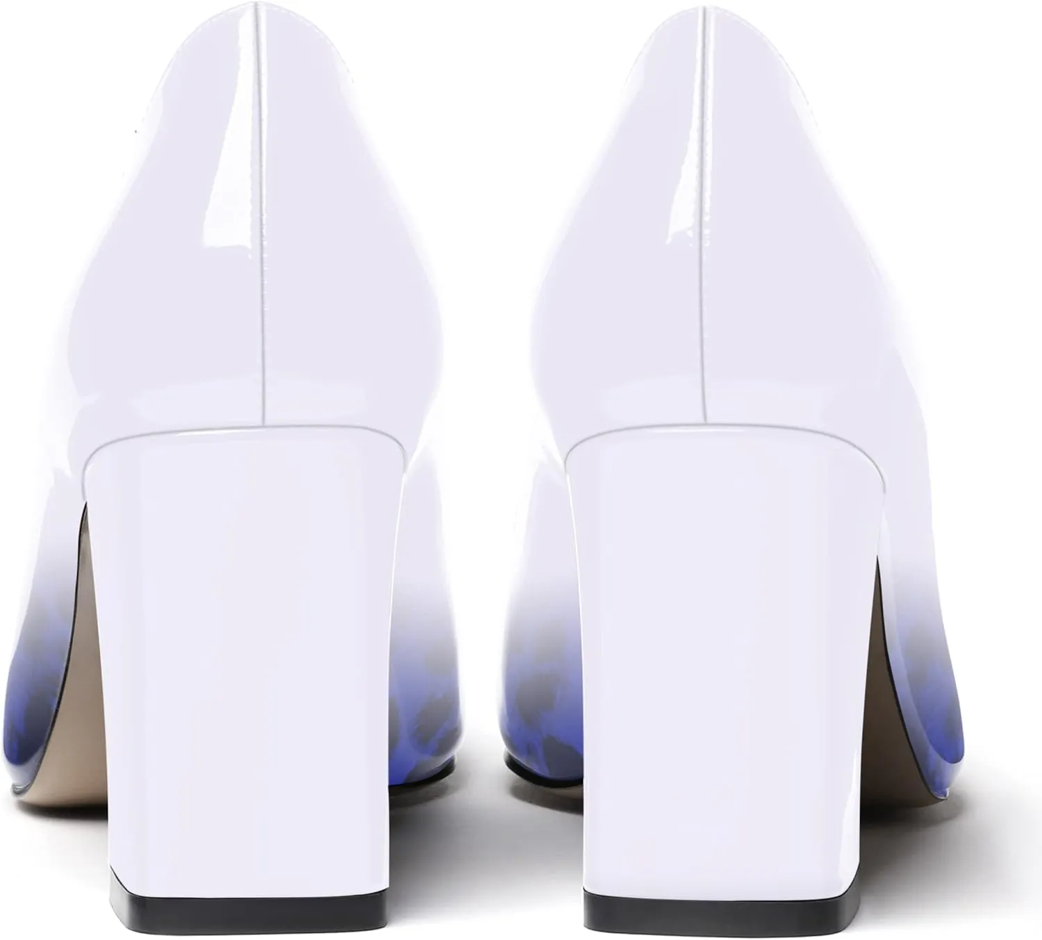 WAYDERNS Women's Slip On Solid Square Toe Patent Block High Heel Pumps Shoes 3 Inch