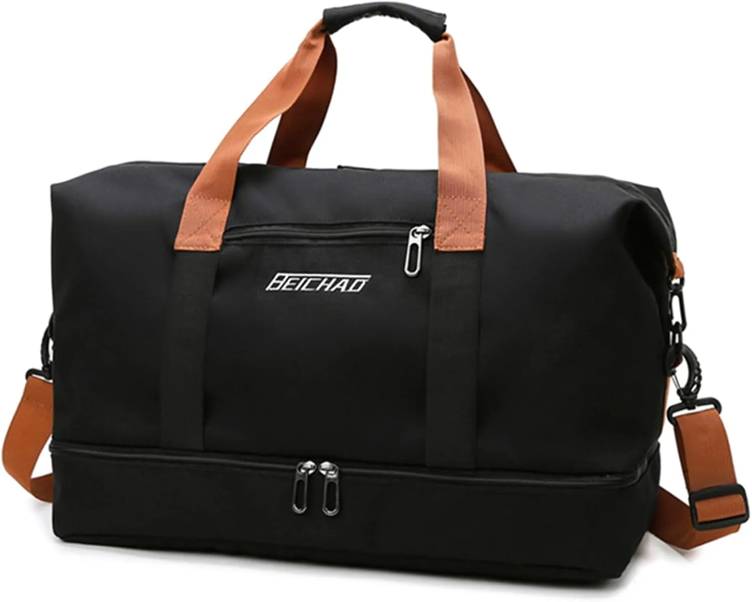Weekender Bags for Women with Shoe Compartment, Travel Duffel Bag, Overnight Carry On Personal Item Bag with Wet Pocket, Gym Bag (Black), LXXB810