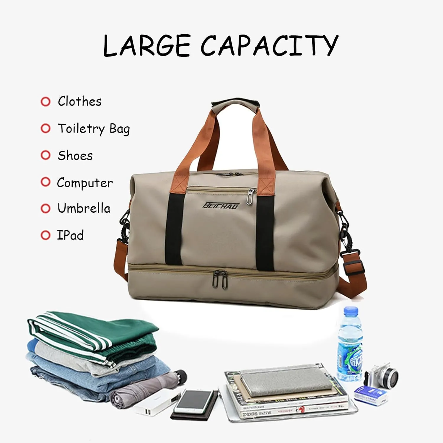 Weekender Bags for Women with Shoe Compartment, Travel Duffel Bag, Overnight Carry On Personal Item Bag with Wet Pocket, Gym Bag (Green), LXXB810