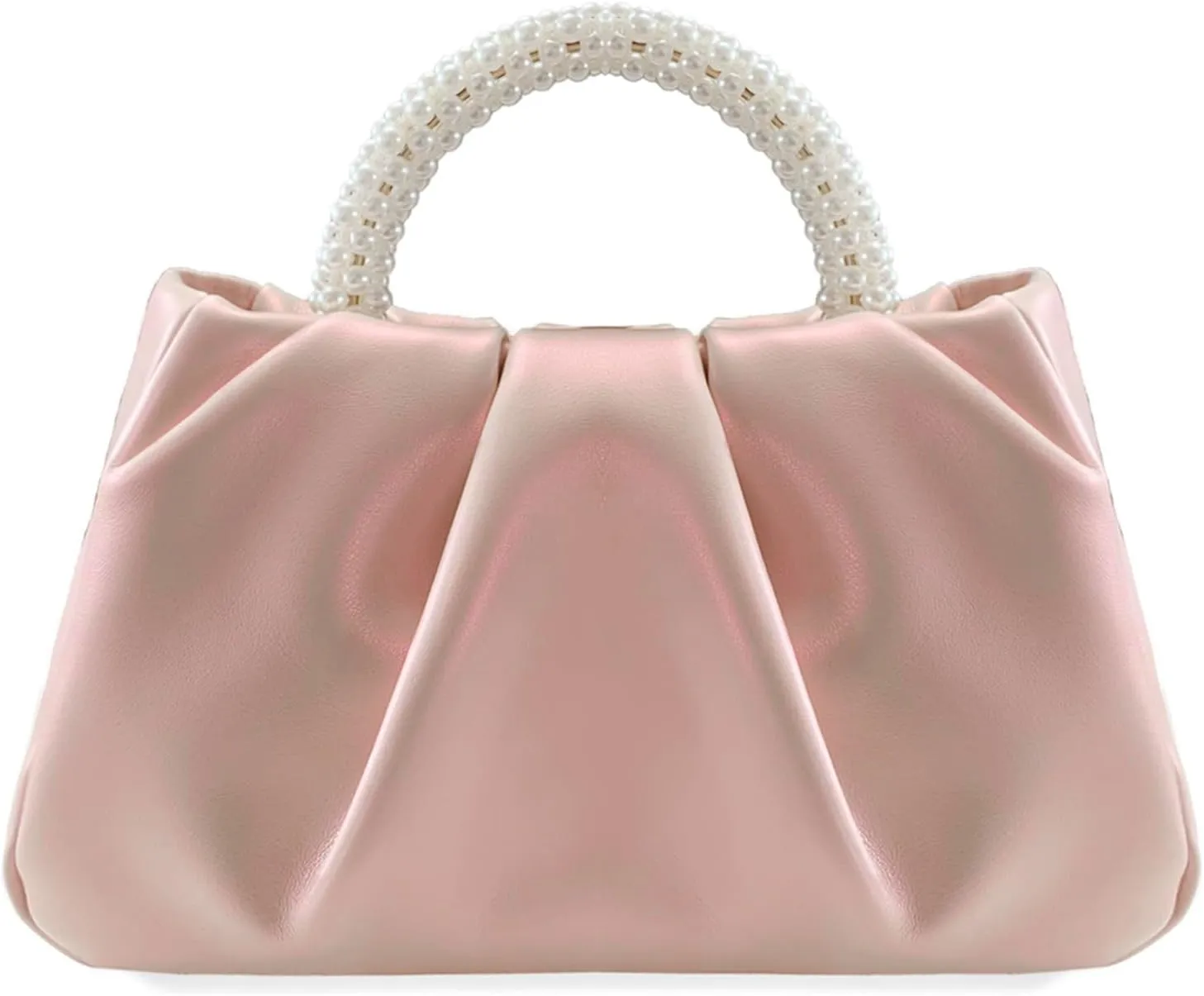 White Pearl Purse Women Soft Leather Evening Clutch Bag Wedding Prom Shoulder Crossbody Bag Small Chic Party Purse…