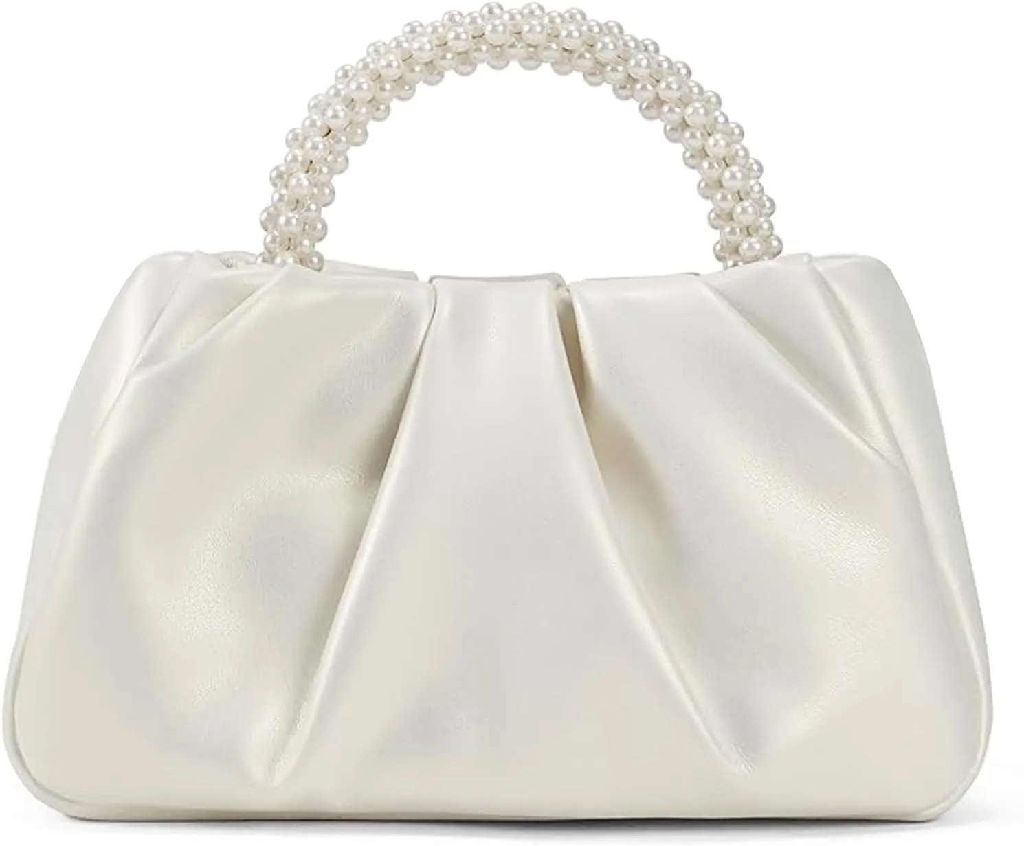 White Pearl Purse Women Soft Leather Evening Clutch Bag Wedding Prom Shoulder Crossbody Bag Small Chic Party Purse…
