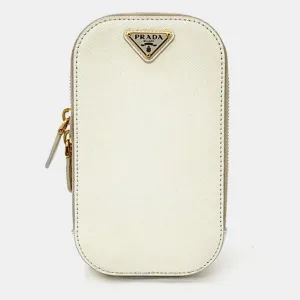 White Saffiano Leather Mini Crossbody Bag