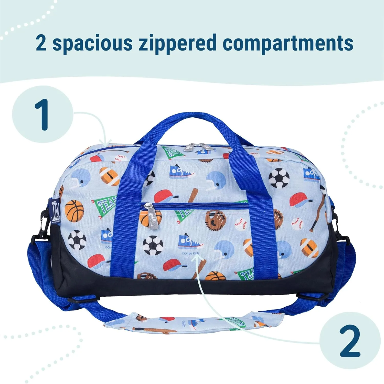 Wildkin Kids Overnighter Duffel Bag – Carry-On Size, Ideal for School & Sleepovers – Game On