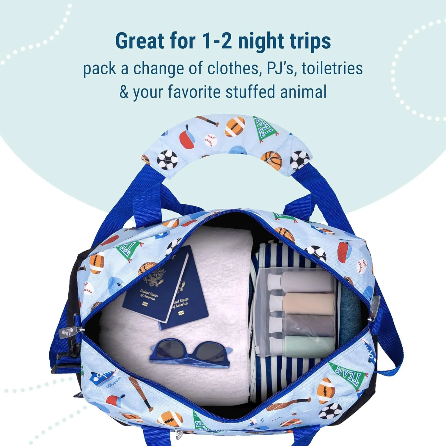 Wildkin Kids Overnighter Duffel Bag – Carry-On Size, Ideal for School & Sleepovers – Game On