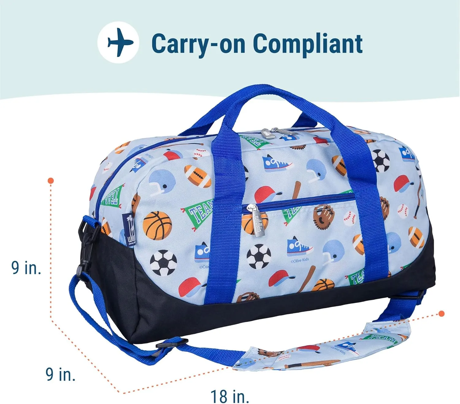 Wildkin Kids Overnighter Duffel Bag – Carry-On Size, Ideal for School & Sleepovers – Game On