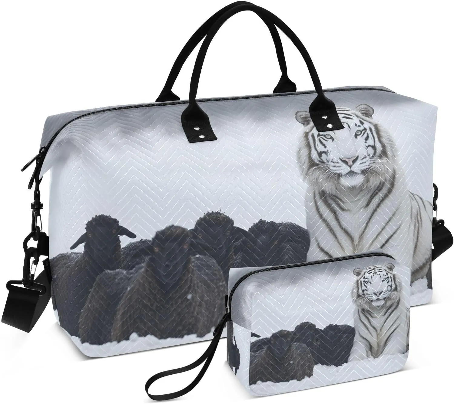 Winter Leopard Sheep Duffel Bag for Travel Gym Sport, Weekender Travel Bags Carry on Overnight Bag
