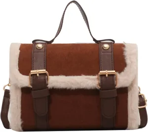 Winter Women's Crossbody Shoulder Bag 2024 Furry Plush Small Square Handbag French Styles for Fashionable Ladies
