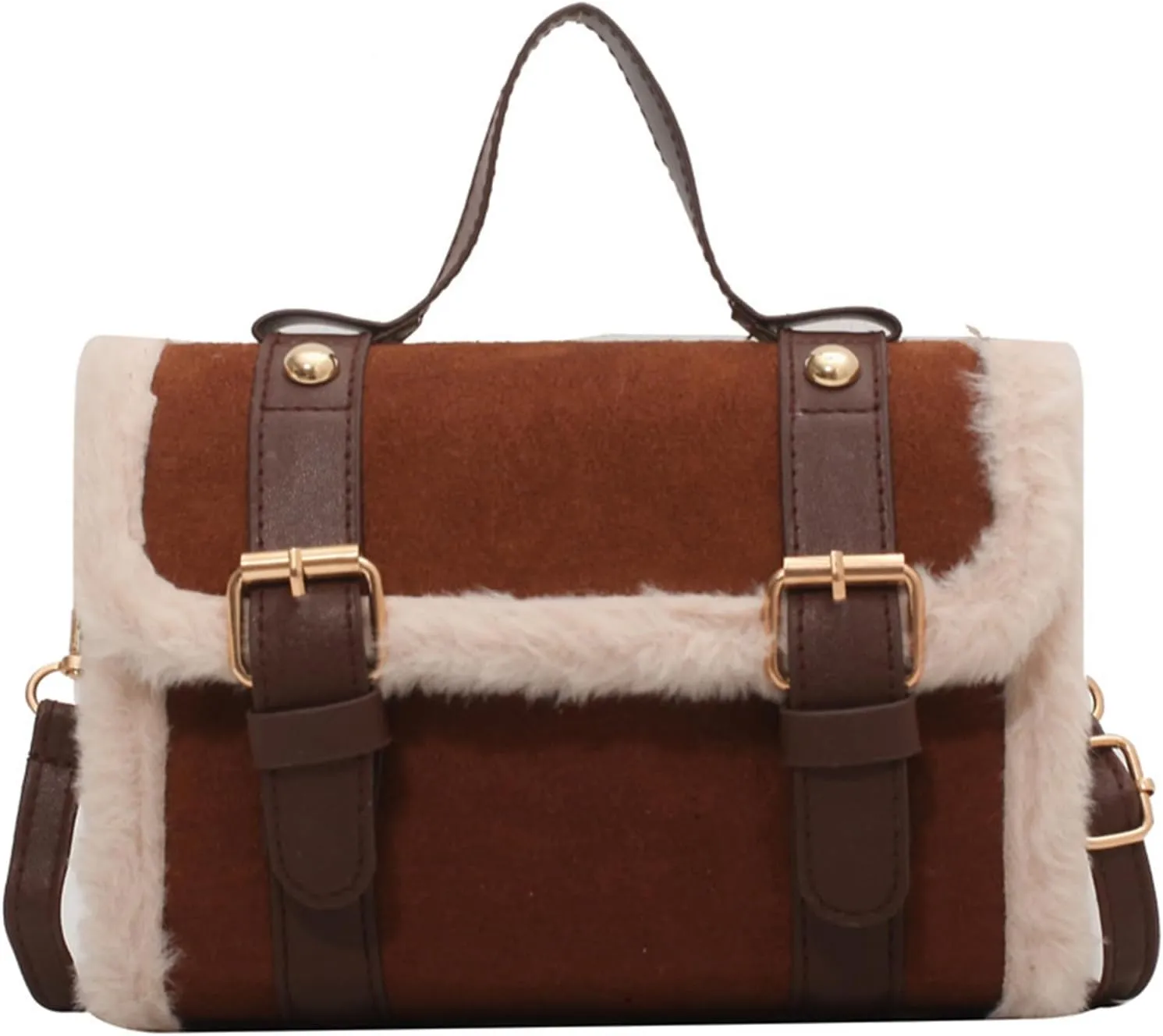 Winter Women's Crossbody Shoulder Bag 2024 Furry Plush Small Square Handbag French Styles for Fashionable Ladies