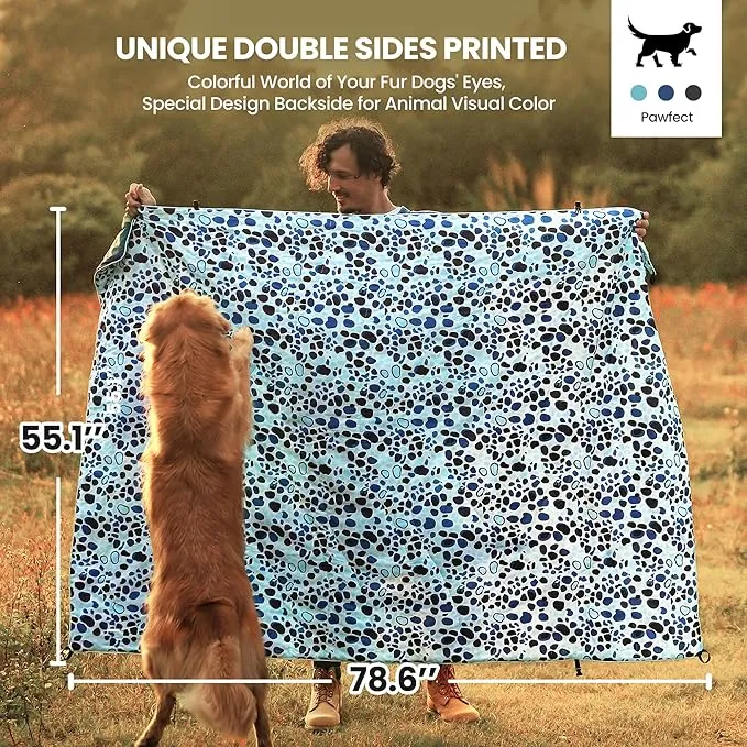 Winthome Camping Blanket, 78.6"x55.1" Oversized, Puffy, Packable, Lightweight, Waterproof Double Printed Warm Sleeping Blanket with Snap Buckle for Camping, Hiking, Travel