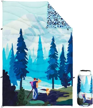 Winthome Camping Blanket, 78.6"x55.1" Oversized, Puffy, Packable, Lightweight, Waterproof Double Printed Warm Sleeping Blanket with Snap Buckle for Camping, Hiking, Travel