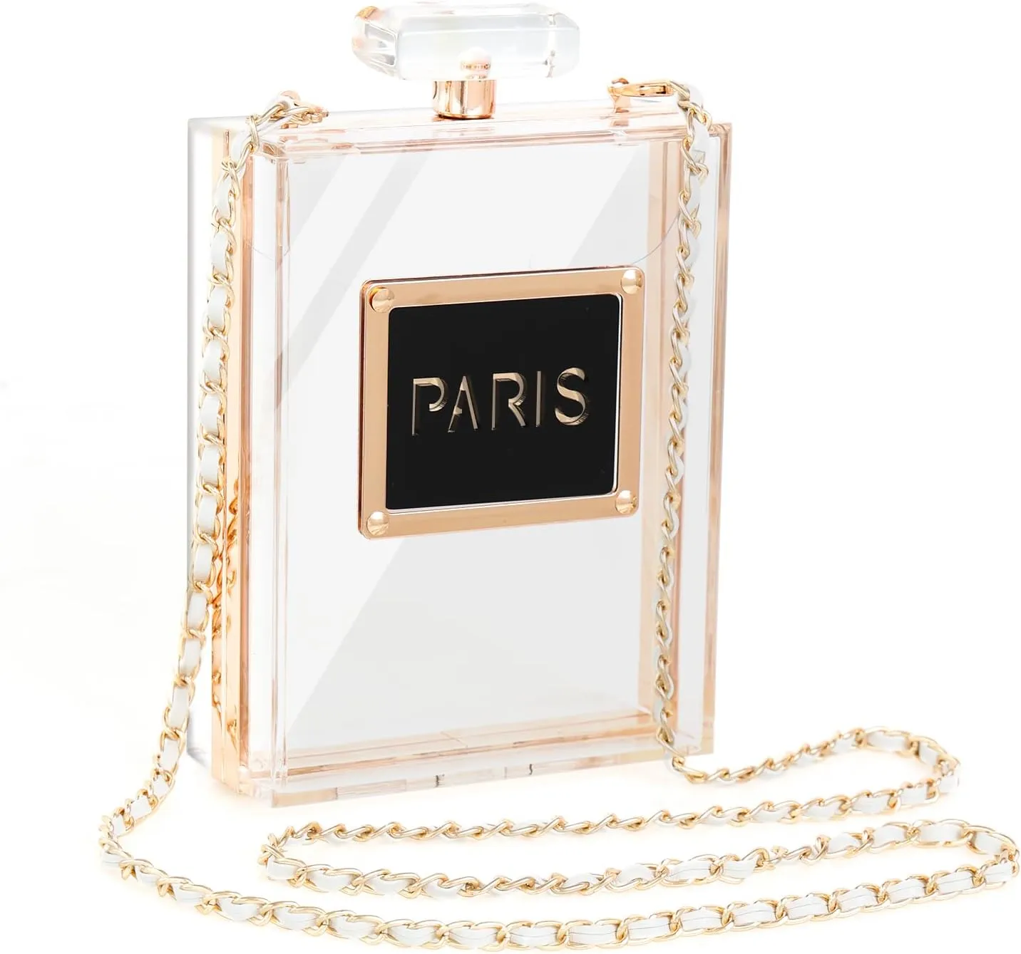 WJCD Clear Purses for Women Paris Perfume Shaped Clear Purse Evening Bags Vintage Banquet Handbag