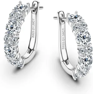 WOAINI Moissanite Hoop Earrings for Women Female Wife Mom, VVSI Clarity, 925 Sterling Silver Earring 18K Gold Plated, Small Huggie Hoop Earring, Anniversary Birthday Gifts for Lover Lady Friends