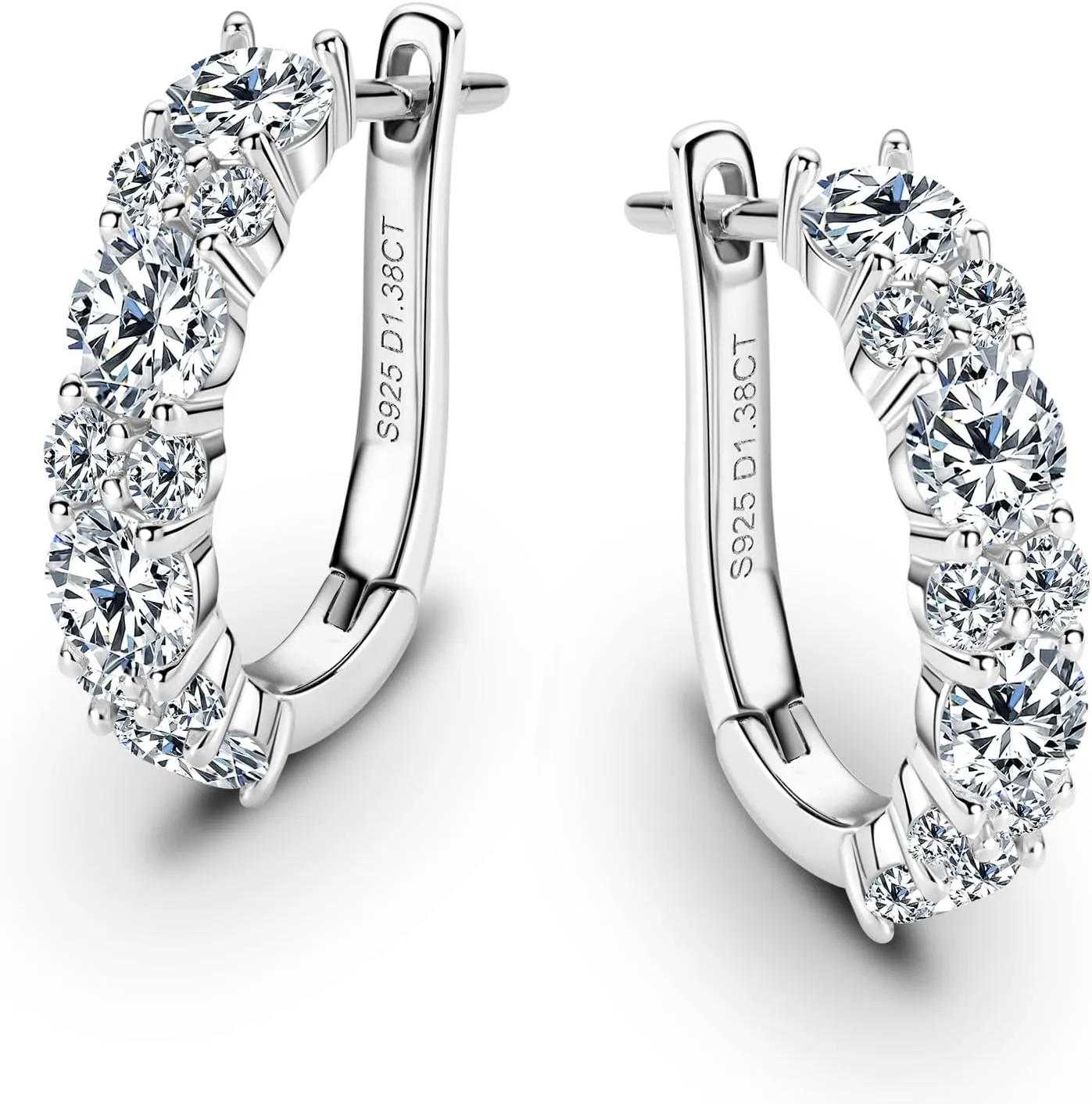 WOAINI Moissanite Hoop Earrings for Women Female Wife Mom, VVSI Clarity, 925 Sterling Silver Earring 18K Gold Plated, Small Huggie Hoop Earring, Anniversary Birthday Gifts for Lover Lady Friends