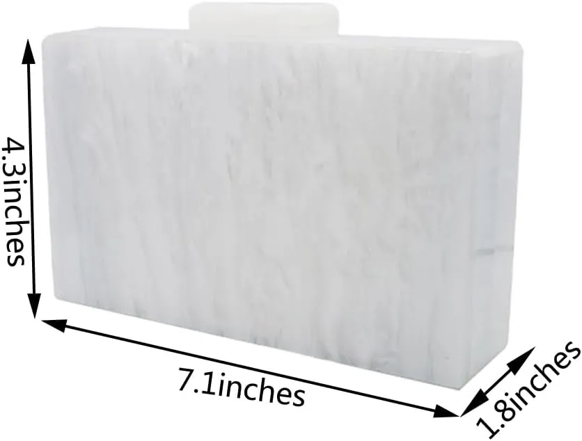 Women Acrylic Evening Clutch Bag Marbling Purse Handbag Stylish Pearl Chain Evening Bag for Wedding Cocktail Party