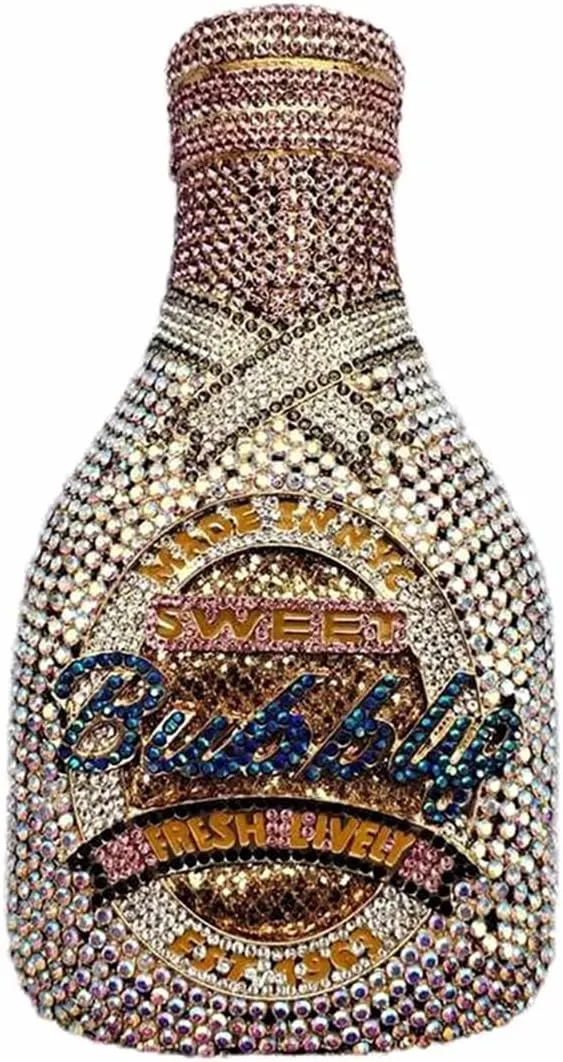 Women Champagne Bottle Rhinestone Clutch Unique Evening Bag Crystal Dinner Handbag Bride Purse for Party Cocktail