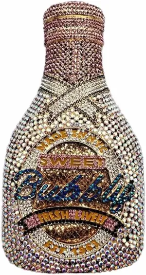 Women Champagne Bottle Rhinestone Clutch Unique Evening Bag Crystal Dinner Handbag Bride Purse for Party Cocktail