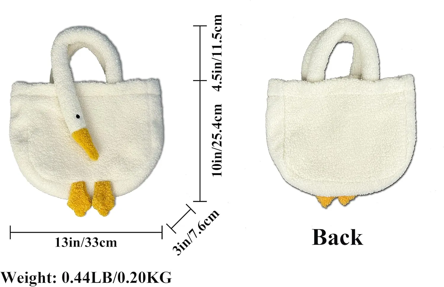 Women Cute Plush Goose Bag Funny Novelty Goose Purse Tote Handbag Shoulder Shopper Bag
