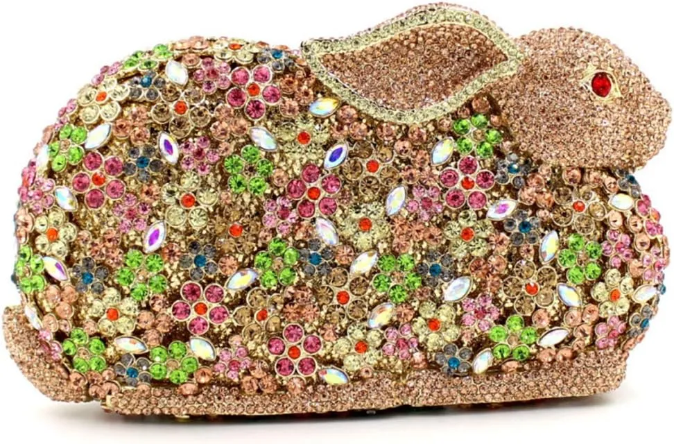 Women Evening-Bag Chain Rhinestone Luxury Ladies Clutch-Purse Wedding-Handbag Rabbit