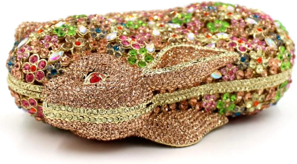 Women Evening-Bag Chain Rhinestone Luxury Ladies Clutch-Purse Wedding-Handbag Rabbit