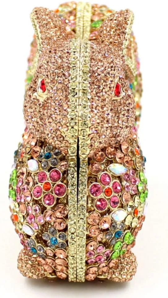 Women Evening-Bag Chain Rhinestone Luxury Ladies Clutch-Purse Wedding-Handbag Rabbit