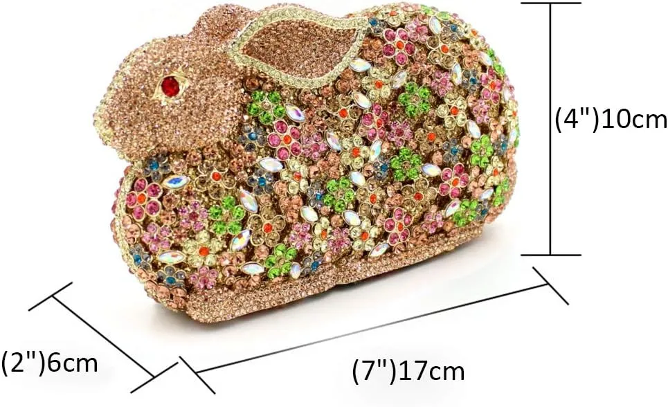 Women Evening-Bag Chain Rhinestone Luxury Ladies Clutch-Purse Wedding-Handbag Rabbit