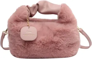 Women Fluffy Tote Bag Plush Shoulder Underarm Bag Faux Fur Crossbody Handbag with Strap Y2K Furry Purse Winter