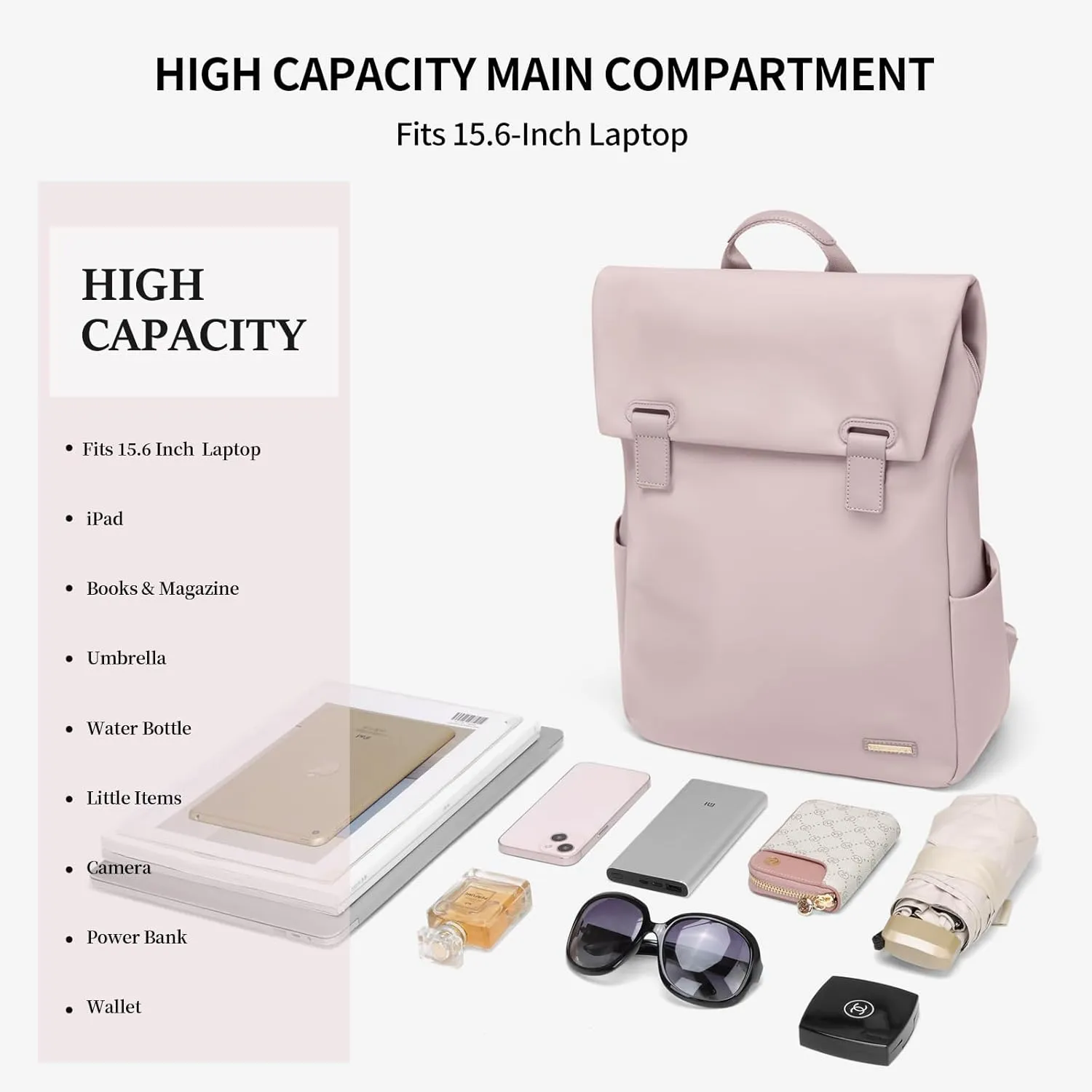Women Laptop Backpack Computer Backpacks Carry On Waterproof backpack Fits 15.6 Inch Notebook Travel Commute College (Dusty Pink)