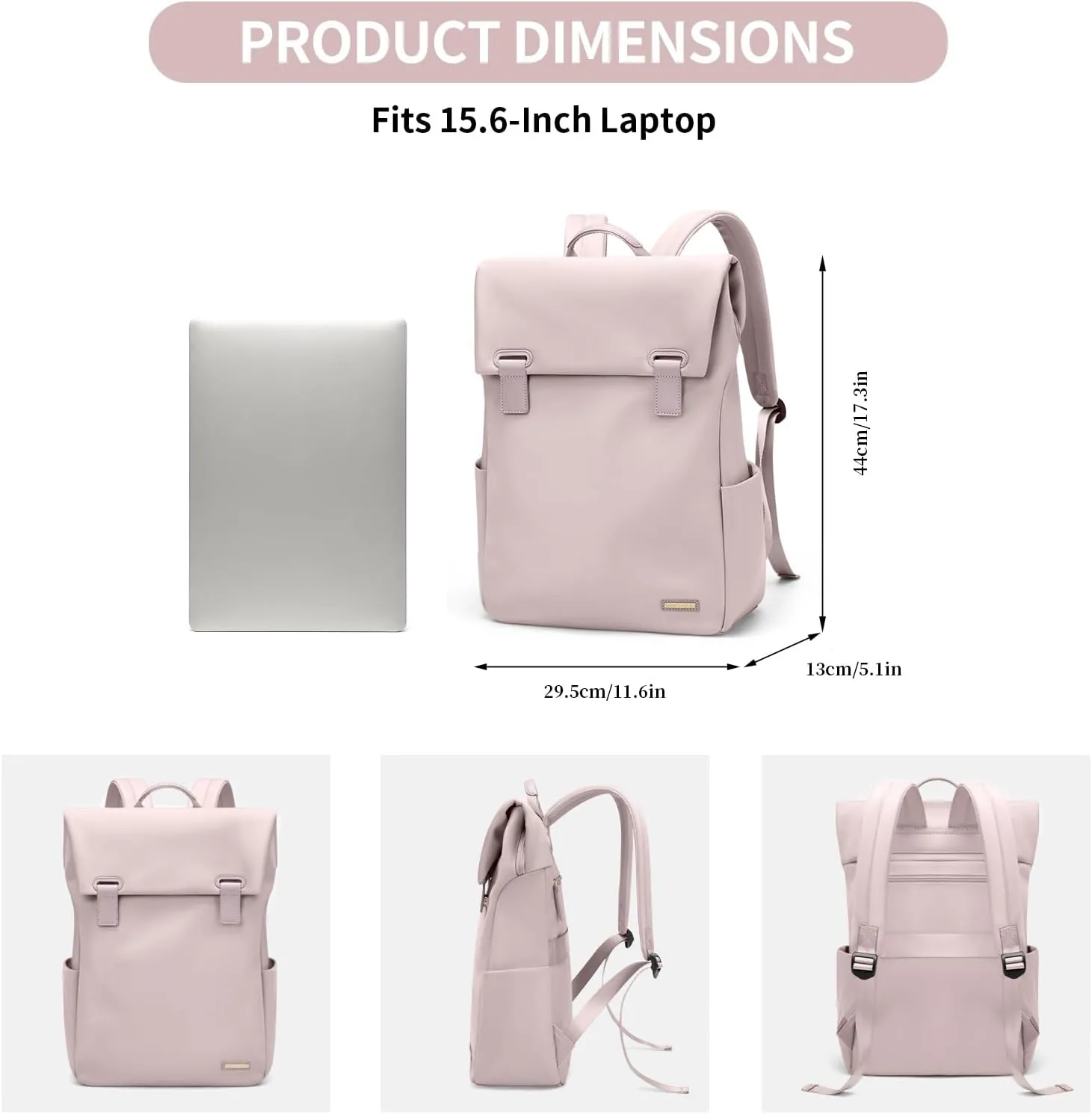 Women Laptop Backpack Computer Backpacks Carry On Waterproof backpack Fits 15.6 Inch Notebook Travel Commute College (Dusty Pink)