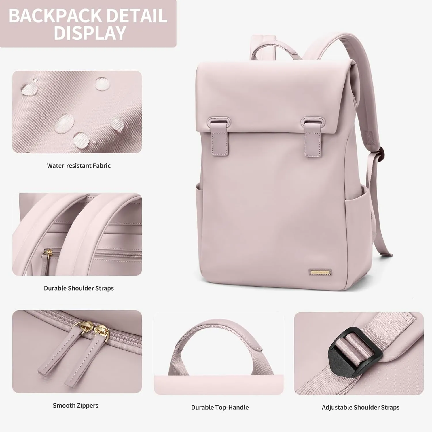 Women Laptop Backpack Computer Backpacks Carry On Waterproof backpack Fits 15.6 Inch Notebook Travel Commute College (Dusty Pink)