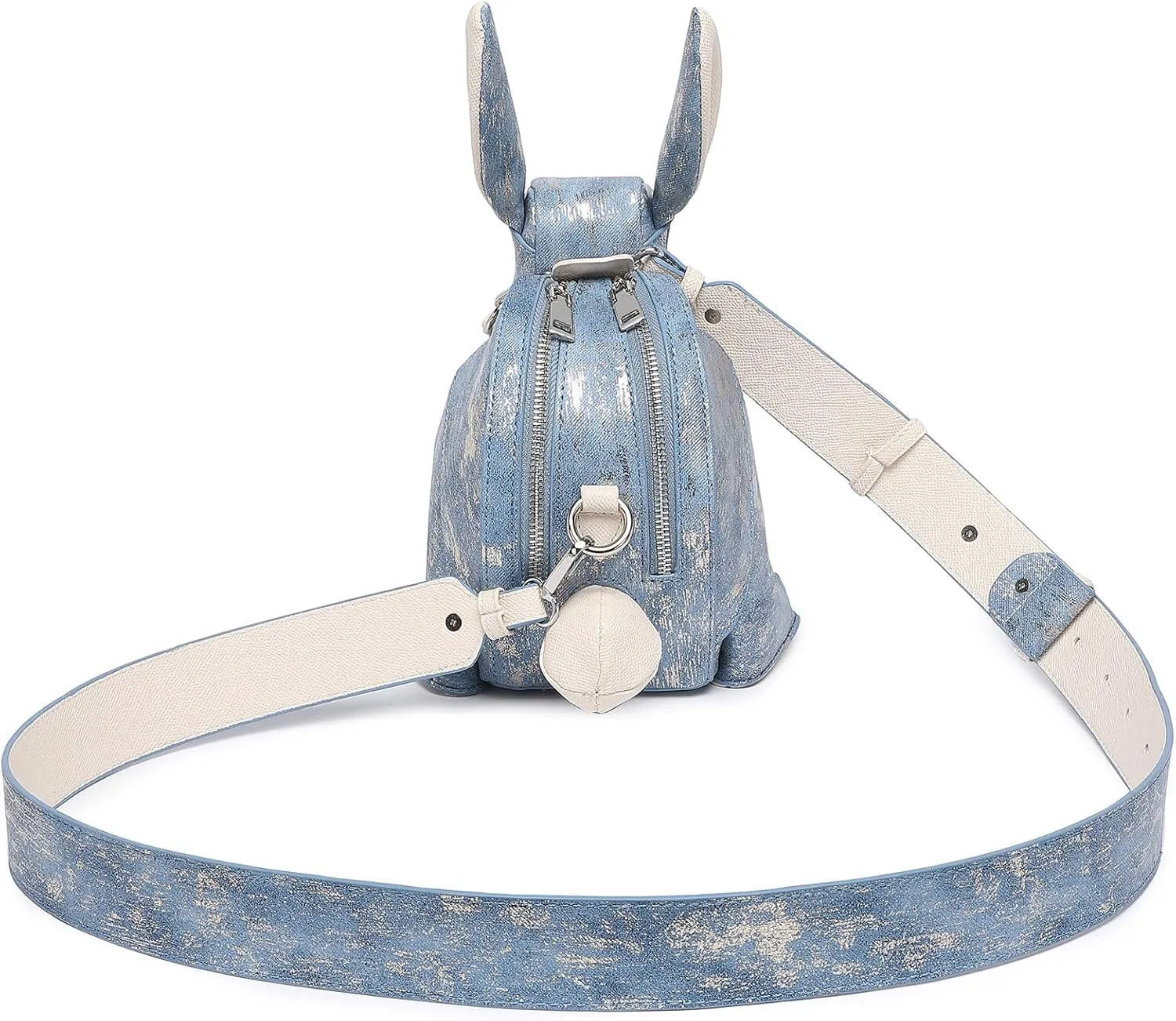 Women Luxury Fun Rabbit Shaped Crossbody Shoulder Bag PU Leather Unique Novelty Cute Rabbit Purse