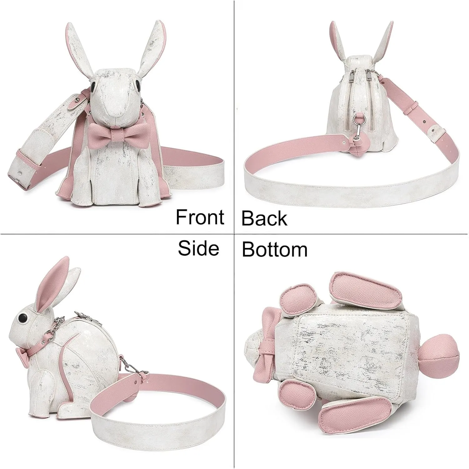 Women Luxury Fun Rabbit Shaped Crossbody Shoulder Bag PU Leather Unique Novelty Cute Rabbit Purse