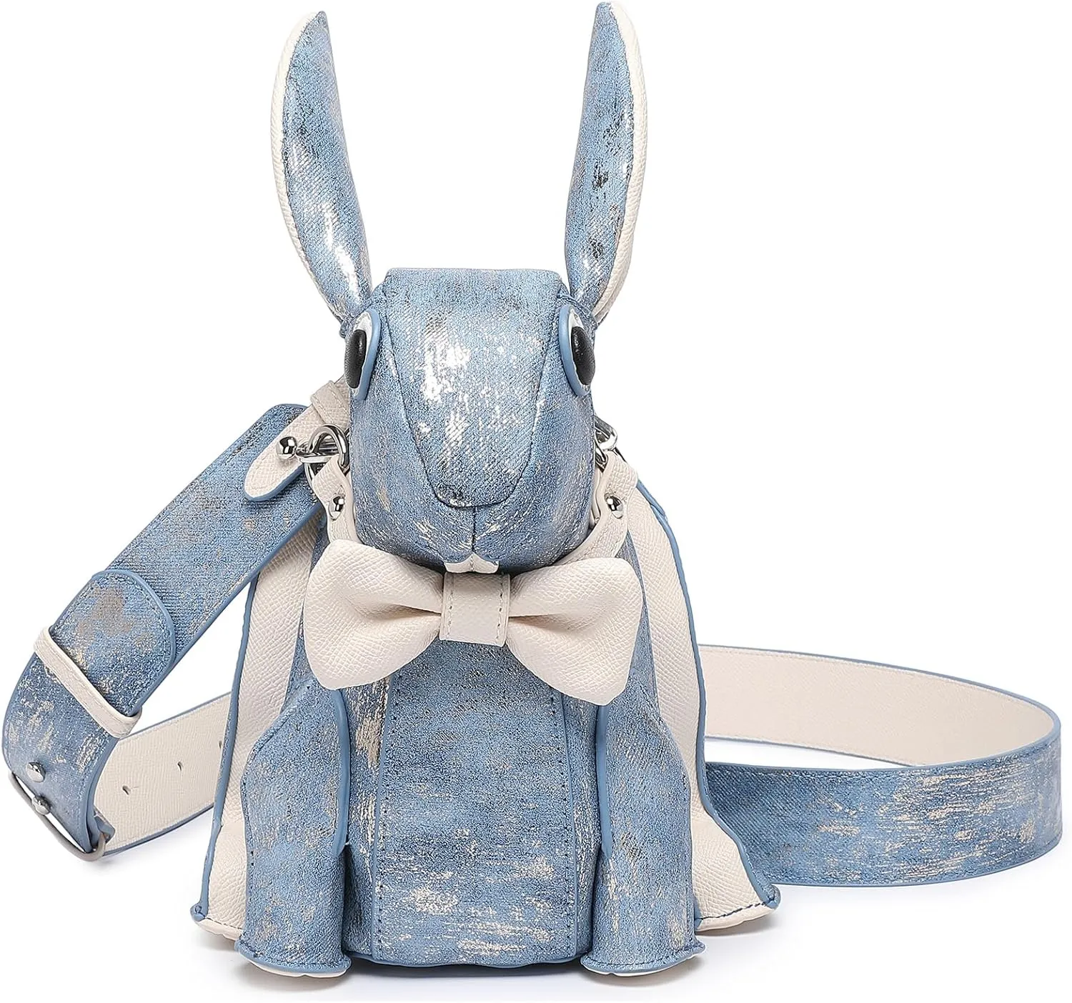 Women Luxury Fun Rabbit Shaped Crossbody Shoulder Bag PU Leather Unique Novelty Cute Rabbit Purse