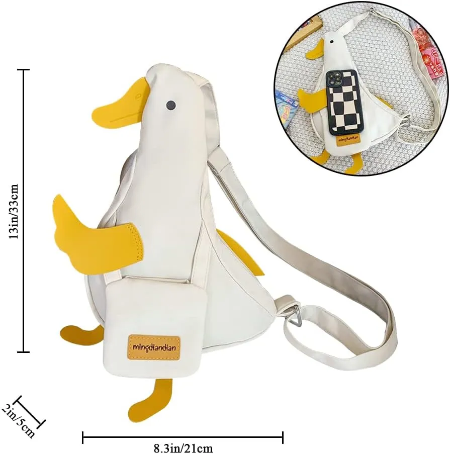 Women Nylon Shoulder Handbag Duck Purse Novelty Animal Shaped Crossbody Bag Chicken Chest bag