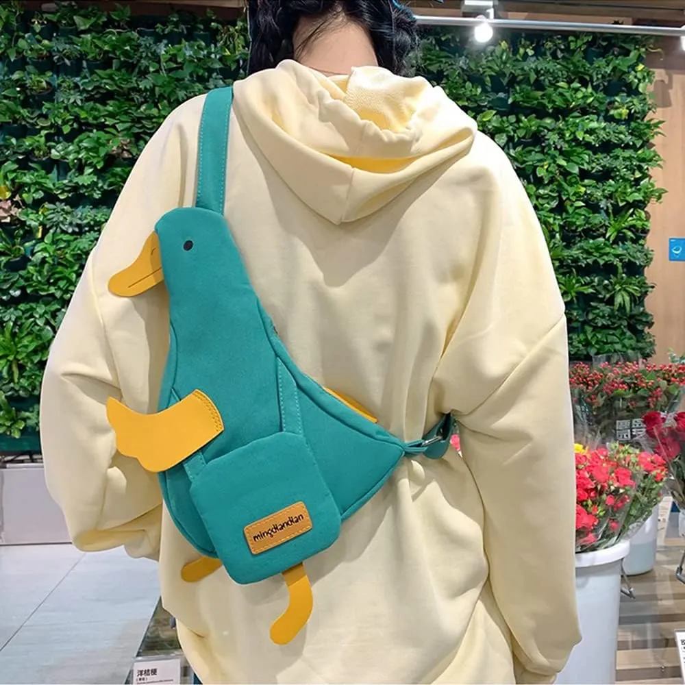 Women Nylon Shoulder Handbag Duck Purse Novelty Animal Shaped Crossbody Bag Chicken Chest bag