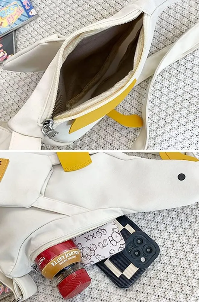 Women Nylon Shoulder Handbag Duck Purse Novelty Animal Shaped Crossbody Bag Chicken Chest bag