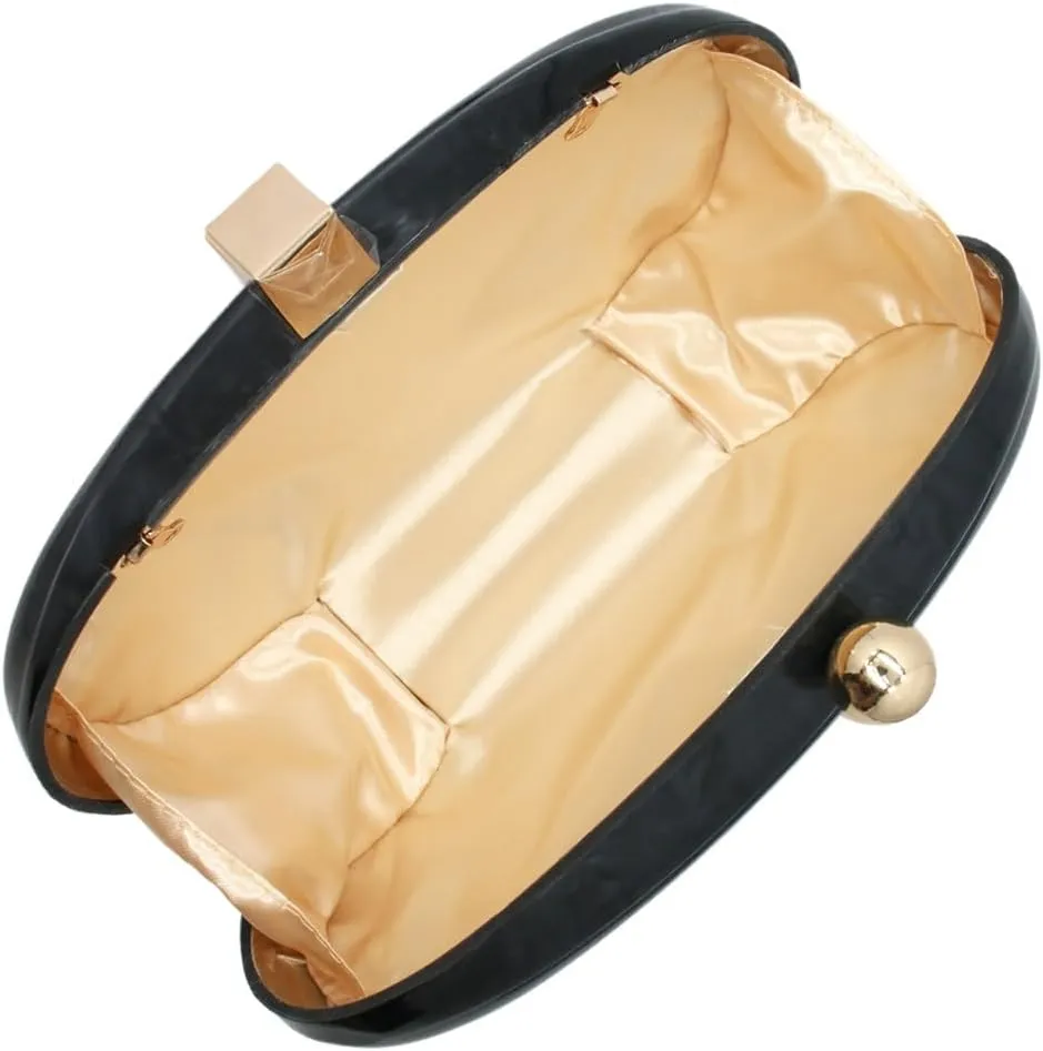 Women Oval Acrylic Evening Clutch Bag Ladies Marble Purses and Handbags Pearl Acrylic Shoulder Bag for Wedding Party