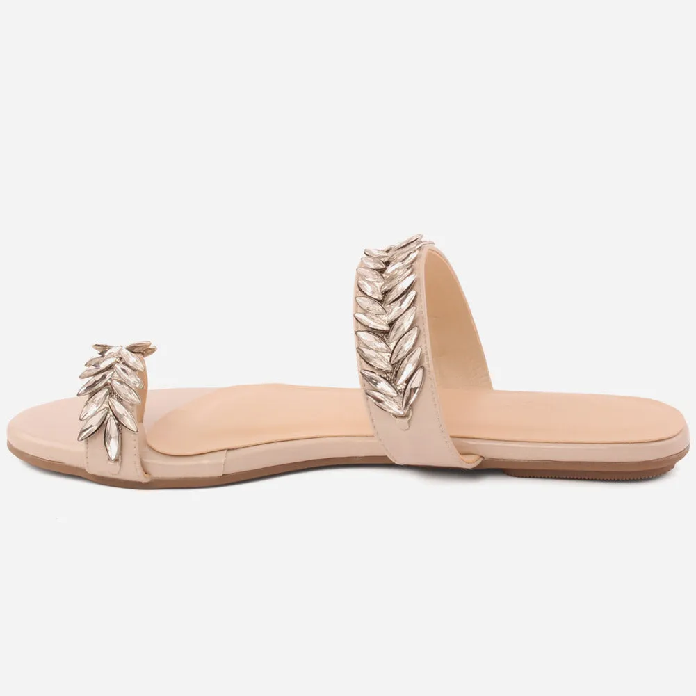 Women "Kemma"Glamorous Metallic Gemstone  Slippers