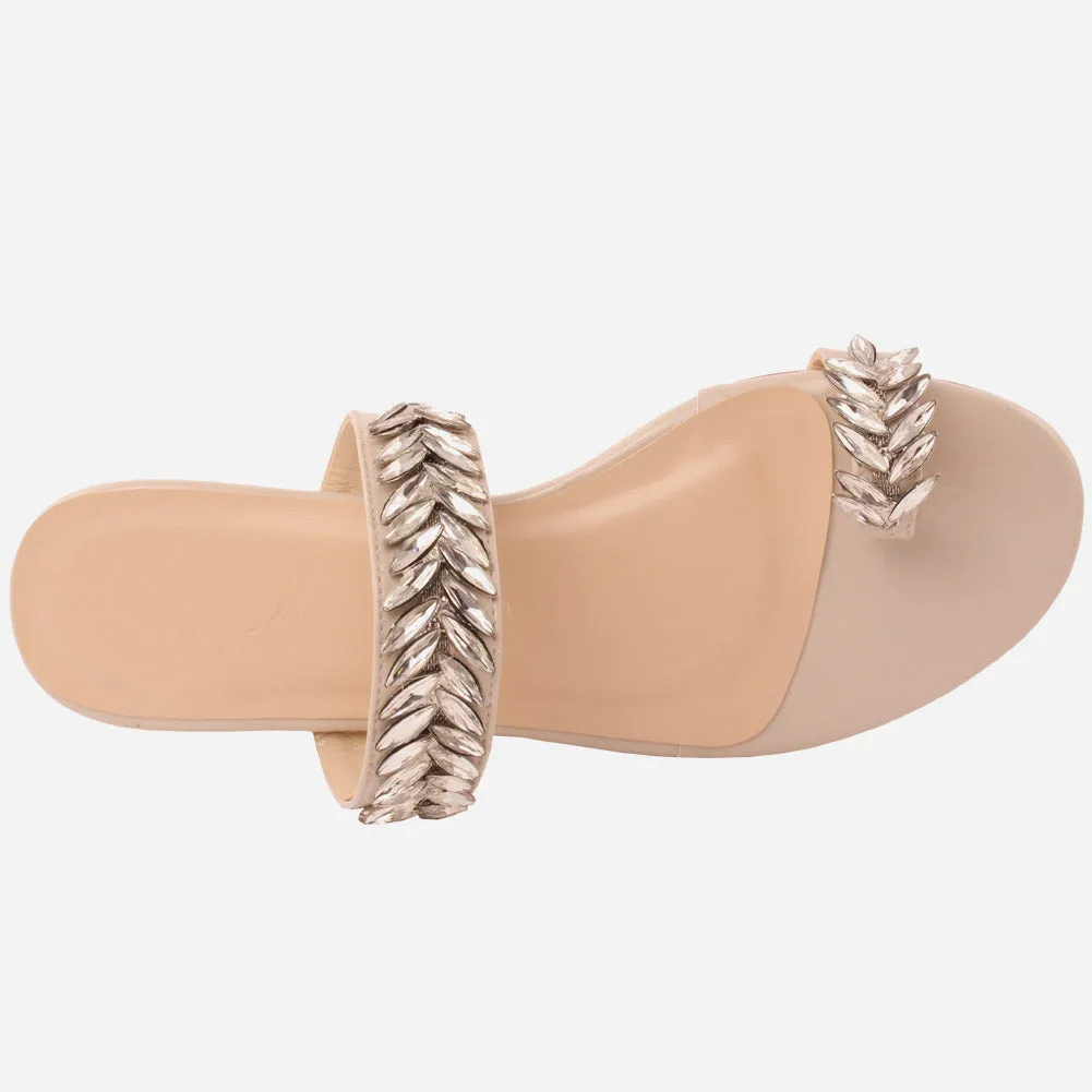 Women "Kemma"Glamorous Metallic Gemstone  Slippers