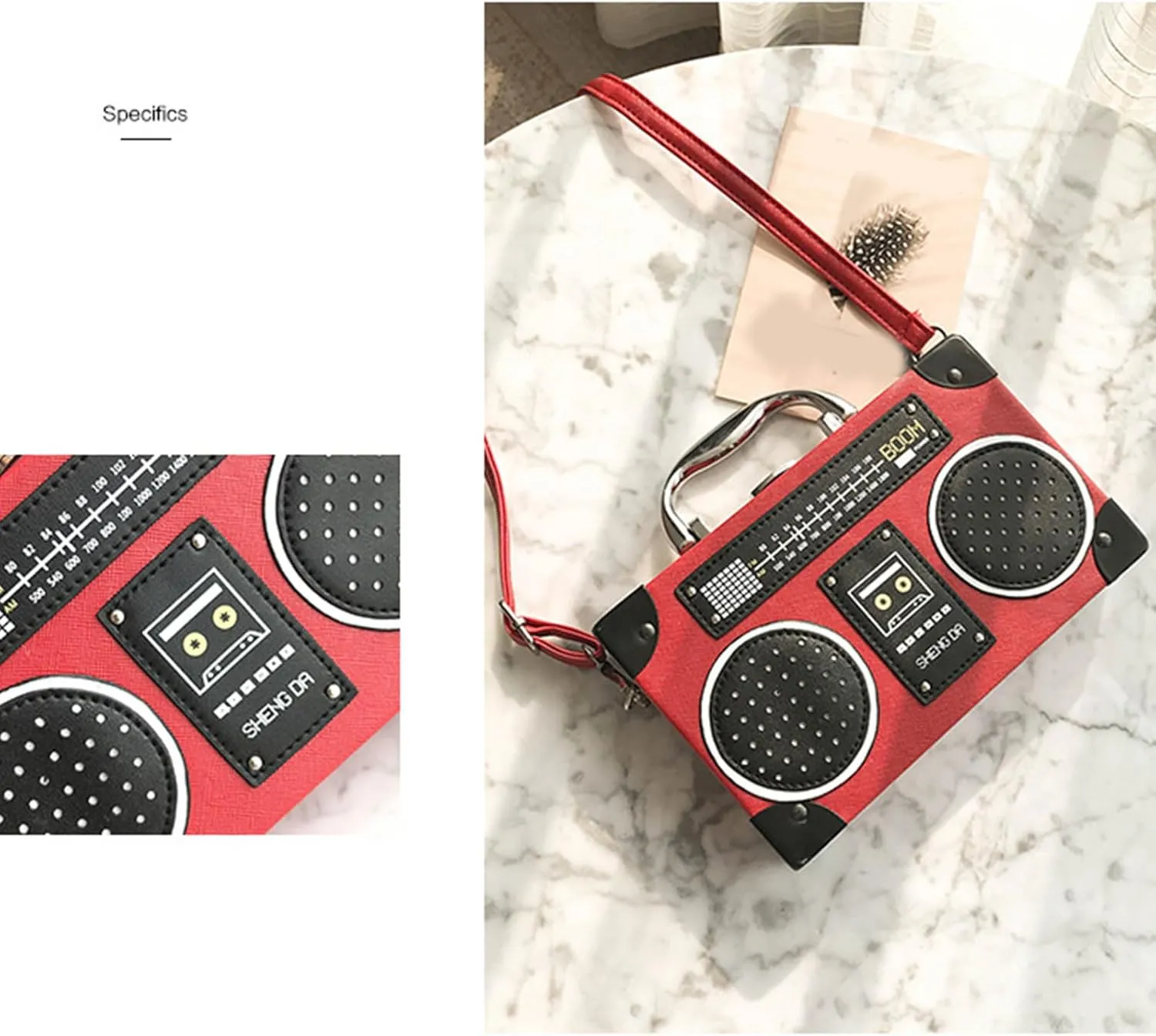 Women Radio Shape Shoulder Bag Simple Bag Creative Handbag and Purse Evening Bag PU Leather Crossbody Bag