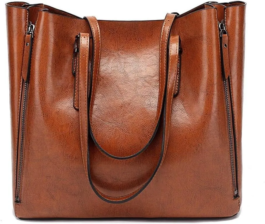 Women Retro Pu Leather Bucket Bag Luxury Lady Single Shoulder Bag Shopping Tote