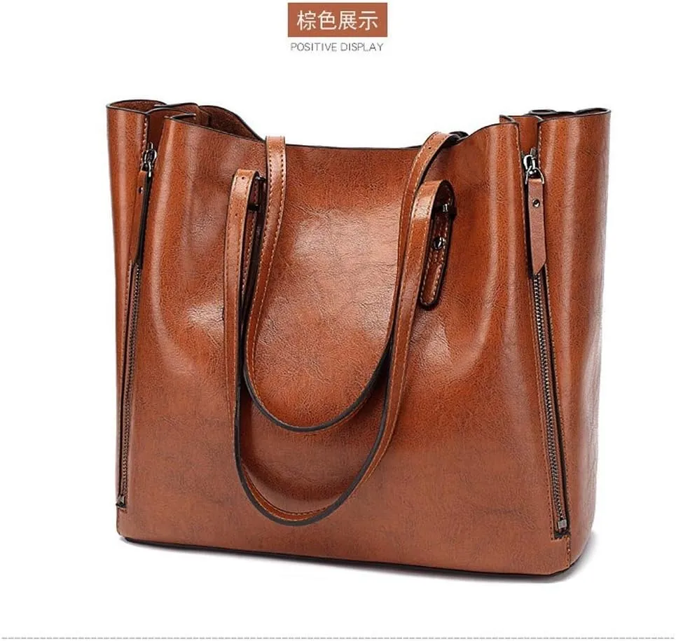 Women Retro Pu Leather Bucket Bag Luxury Lady Single Shoulder Bag Shopping Tote