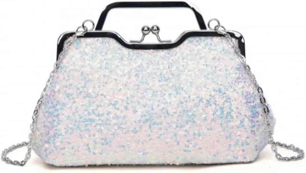 Women Sequins Evening Handbag Glitter Top Handle Purse Chain Cross-body Bag