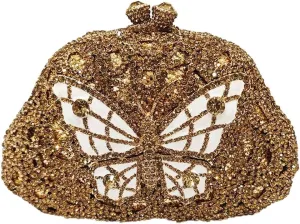 Women Sparkly Butterfly Rhinestone Clutch Luxury Crystal Evening Bag Small Bridal Handbag Wedding Party Purse