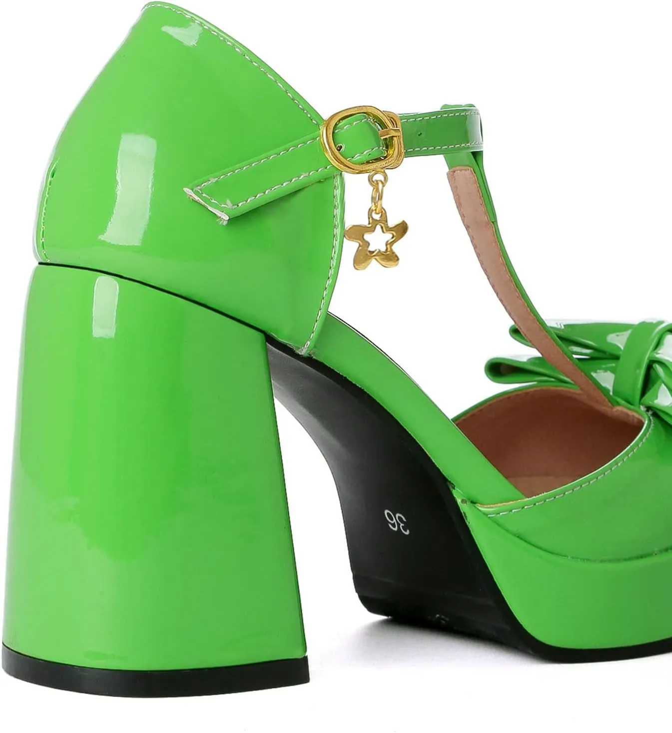 Women T Strap Mary Janes Platform Square Toe Bow Pumps Block High Heel Ankle Strap Lolita Shoes