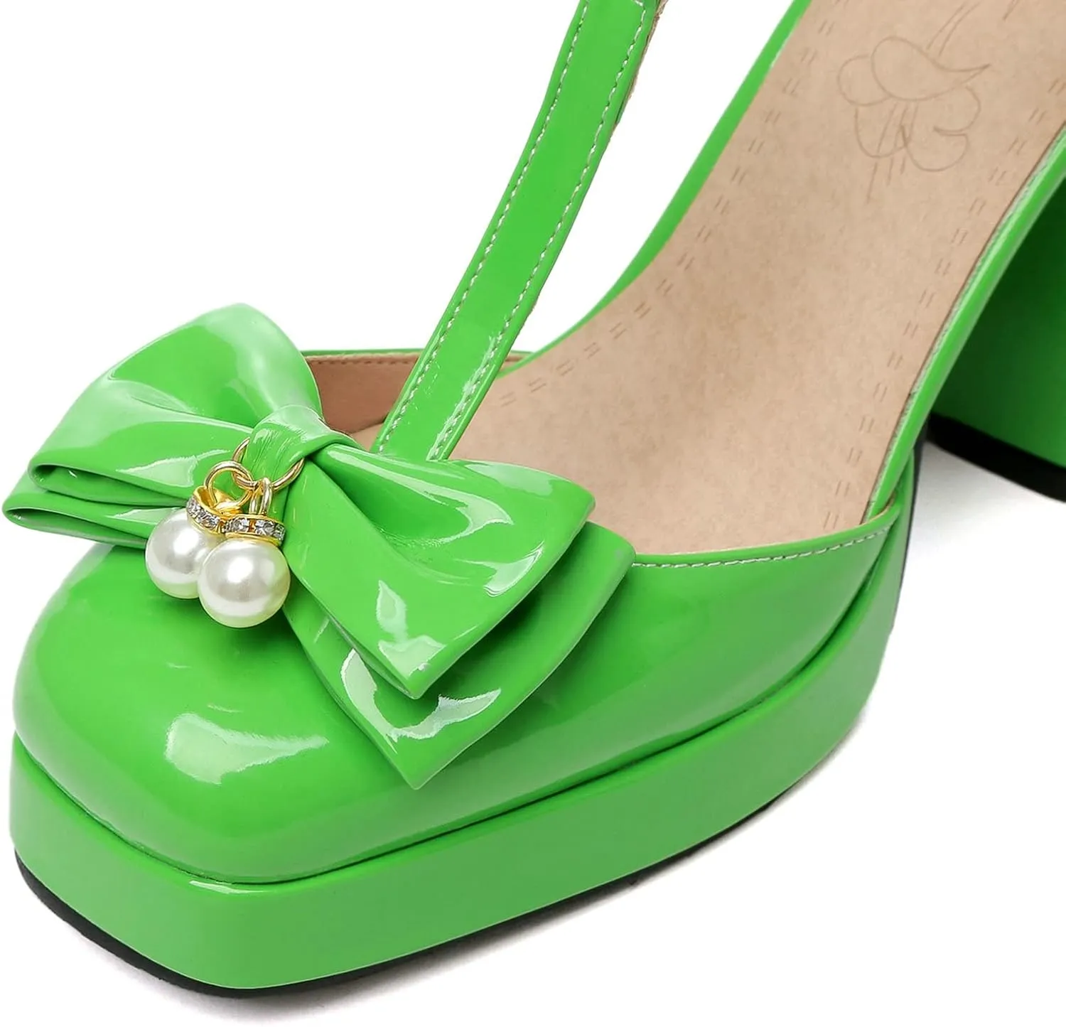 Women T Strap Mary Janes Platform Square Toe Bow Pumps Block High Heel Ankle Strap Lolita Shoes
