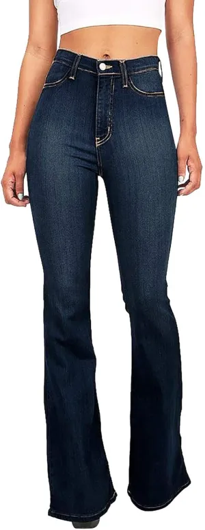Women Teen Girls Flare Bell Bottom Jeans Y2K Sexy Curvy Slim Fit Butt Lifting Denim Skinny Jeans Available Large Sizes