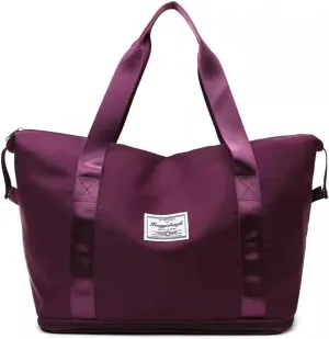 Women Travel Duffel Bag,Sports Tote Gym Bag,Shoulder Weekender Overnight Bag (Red)