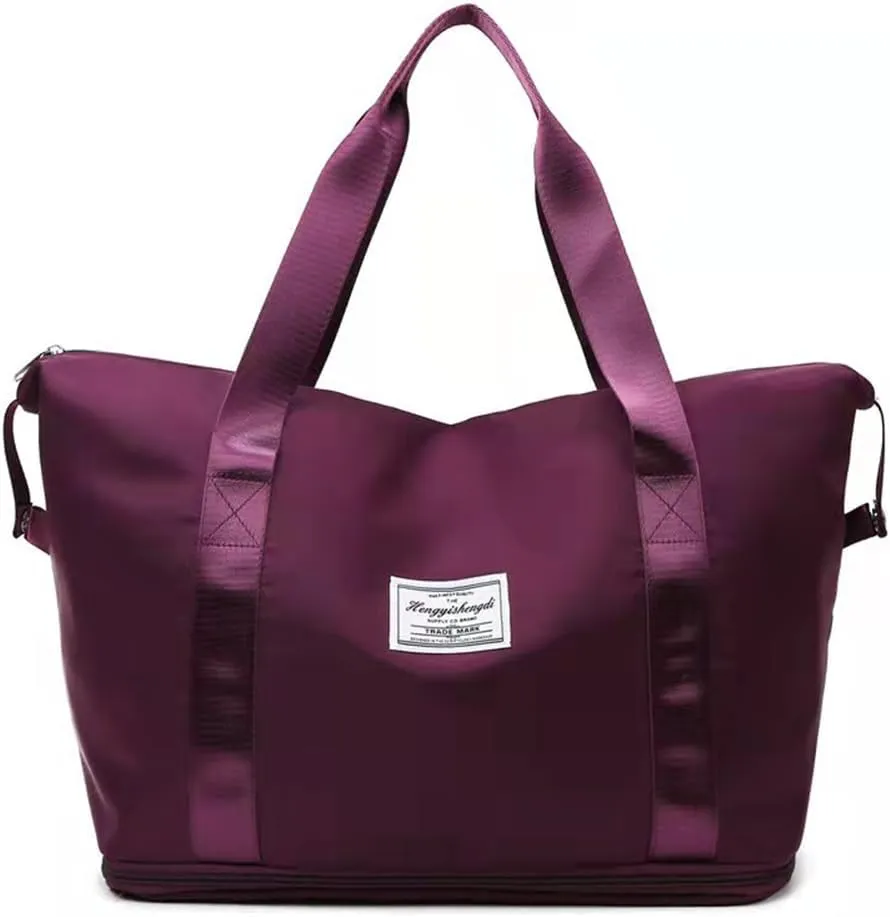 Women Travel Duffel Bag,Sports Tote Gym Bag,Shoulder Weekender Overnight Bag (Red)